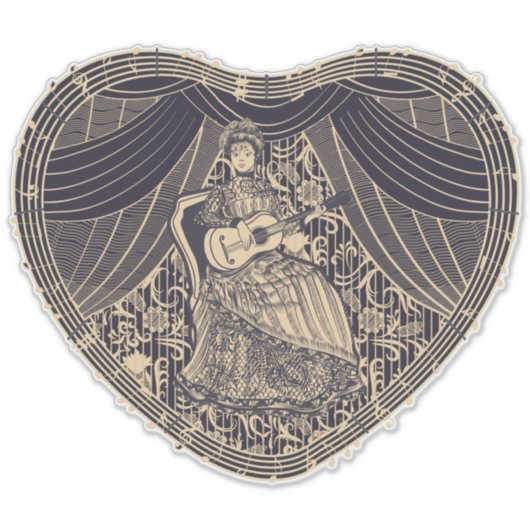 Dame met gitaar sticker (Voorkant)