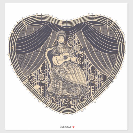 Dame met gitaar sticker (Vel)