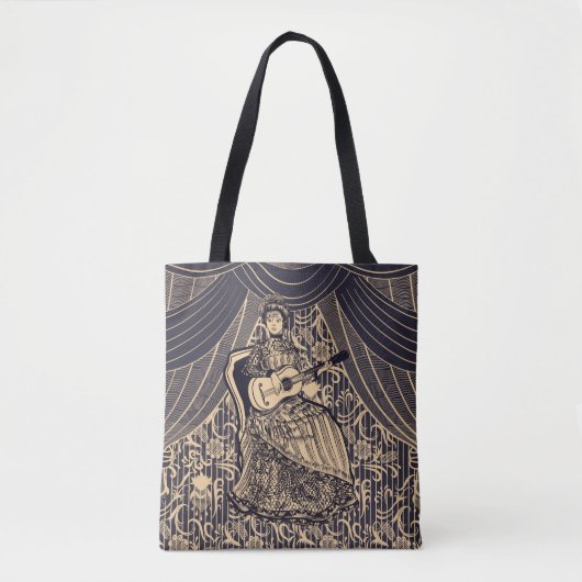 Dame met gitaar tote bag (Voorkant)