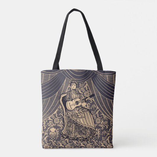 Dame met gitaar tote bag (Achterkant)