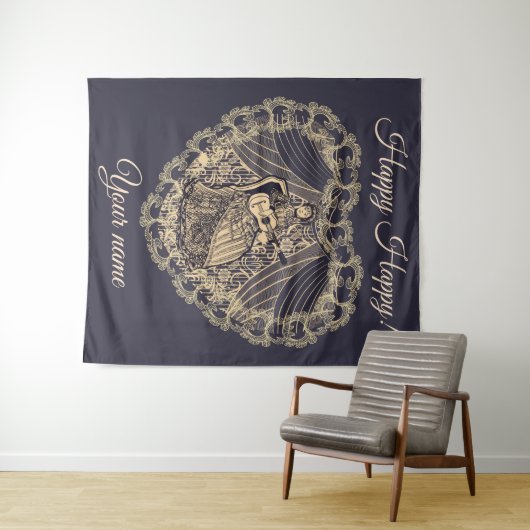 Dame met gitaar wandkleed (In Situ (horizontaal))