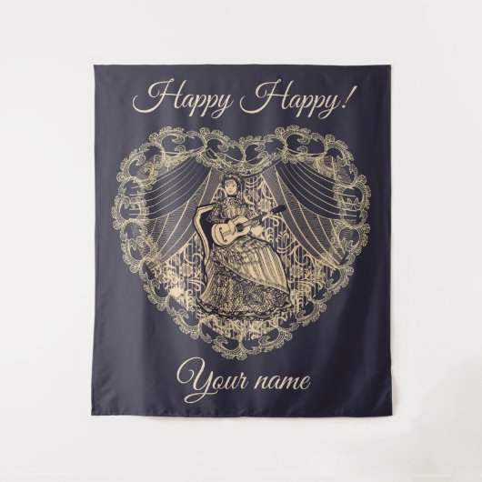 Dame met gitaar wandkleed (Voorkant)