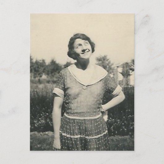 dame met grappig briefkaart (Voorkant)