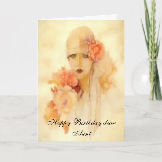 "DAME MET GROENE OGEN" TANTE VERJAARDAG KAART (Voorkant)