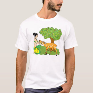 Dame met herten t-shirt
