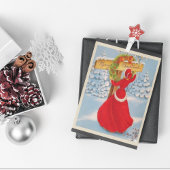  Dame met het decoratieve teken van de Rode Dress Briefkaart