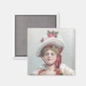 Dame met het Rode Pet Magnet (Voorkant / Achterkant)