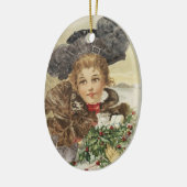 dame met Holly Keramisch Ornament (Links)