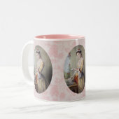 Dame met Kaarten Tweekleurige Koffiemok (Voorkant links)