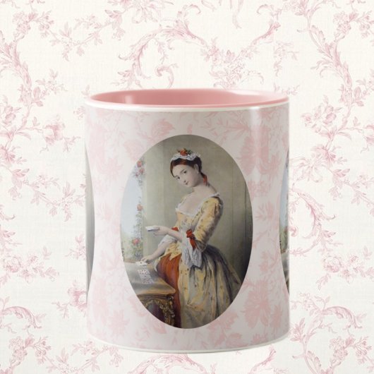 Dame met Kaarten Tweekleurige Koffiemok