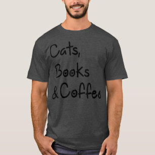 Dame met katten, boeken en koffieboek t-shirt