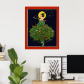 DAME MET KERSTCADEAUS ART DECO SCHOONHEID MODE POSTER (Thuiskantoor)