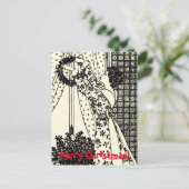  dame met kerstkrans Briefkaart (Staand voorkant)