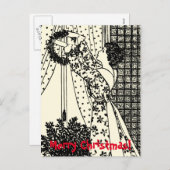  dame met kerstkrans Briefkaart (Voorkant / Achterkant)