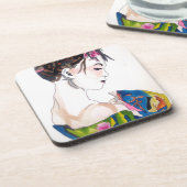 Dame met kimono drankjes onderzetter (Linkerzijde)