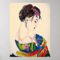 Dame met kimono Japanse stijlkunst