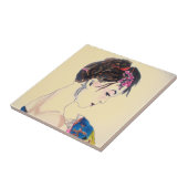 Dame met kimono tegeltje (Zijkant)