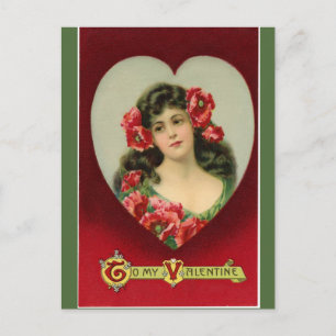 dame met klaprozen Valentijn Briefkaart