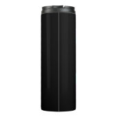 Dame met koptelefoon die jamt thermosbeker (Achterkant)