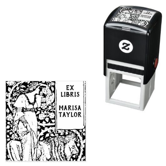 Dame met Leeuw ex libris Zelfinktende Stempel (In situ)