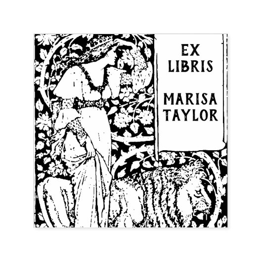Dame met Leeuw ex libris Zelfinktende Stempel (Design)