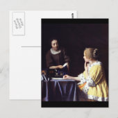 Dame met Maidservant Holding Letter van Vermeer Briefkaart (Voorkant / Achterkant)