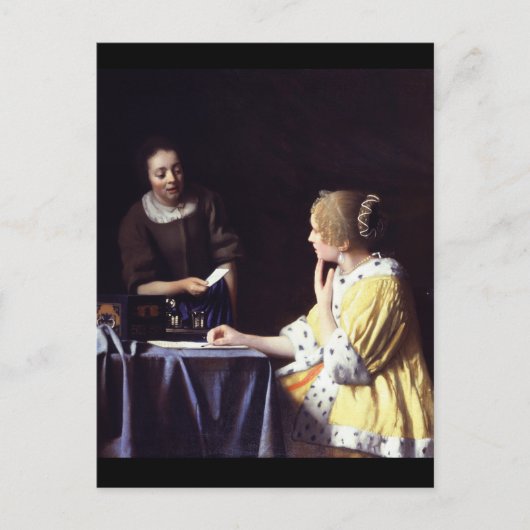 Dame met Maidservant Holding Letter van Vermeer Briefkaart (Voorkant)