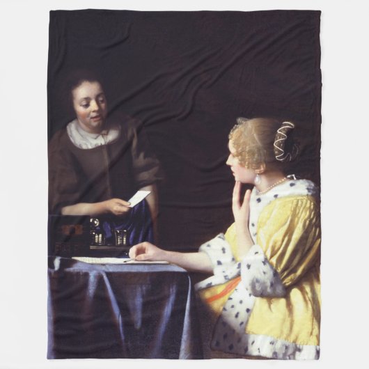 Dame met Maidservant Holding Letter van Vermeer Fleece Deken (Voorkant)