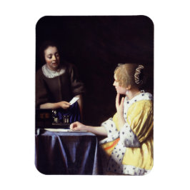 Dame met Maidservant Holding Letter van Vermeer Magneet