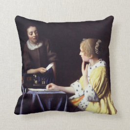 Dame met Maidservant Holding Letter Vermeer Kussen