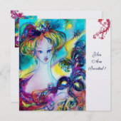 DAME MET MASKER / Venetiaans Maskeradebal ijs Kaart (Voorkant / Achterkant)