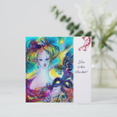 DAME MET MASKER / Venetiaans Maskeradebal ijs Kaart (Staand voorkant)