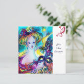 DAME MET MASKER / Venetiaans Maskeradebal, wit Kaart (Staand voorkant)