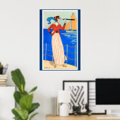 DAME MET MONOCLE ART DECO NAUTISCHE MODE POSTER (Thuiskantoor)