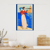 DAME MET MONOCLE ART DECO NAUTISCHE MODE POSTER (Keuken)