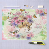 Dame met mooie bloemen ontkoppelen, op maat gesned tissuepapier (Craft)