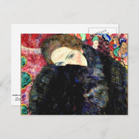 Dame met Muff van Gustav Klimt Briefkaart (Voorkant / Achterkant)