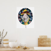 Dame met ochtendglorie poster (Keuken)