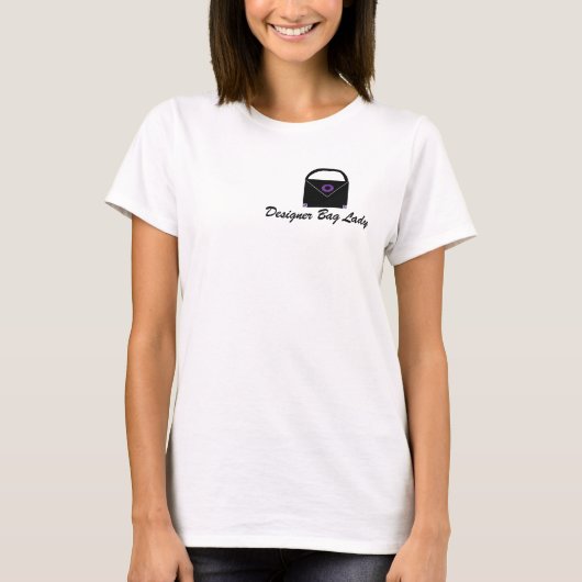 Dame met ontwerperstas t-shirt (Voorkant)