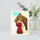 Dame met paard kunst briefkaart (Staand voorkant)