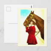 Dame met paard kunst briefkaart (Voorkant / Achterkant)