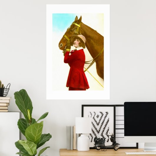 Dame met paard poster (Thuiskantoor)