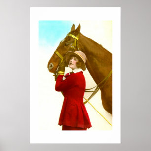 Dame met paard poster