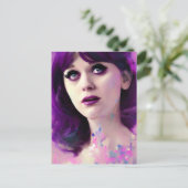 Dame met Paars haarhaar Briefkaart (Staand voorkant)