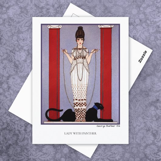 Dame met panter George Barbier Mode Briefkaart