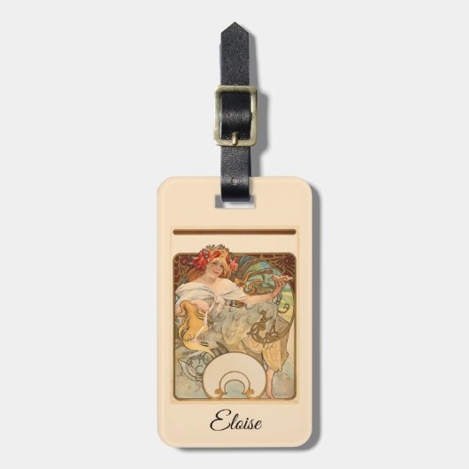 Dame met papavers in haar haar haar haar, bagagelabel (Voorkant verticaal)