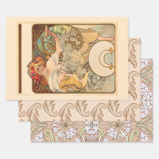 Dame met papavers in haar haar haar haar, Gift Inpakpapier Vel (Set)