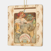 Dame met papavers in haar haar haar haar, kerstboo keramisch ornament (Links)