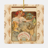 Dame met papavers in haar haar haar haar, kerstboo keramisch ornament (Achterkant)