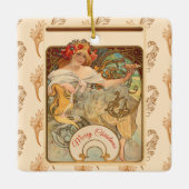 Dame met papavers in haar haar haar haar, kerstboo keramisch ornament (Voorkant)